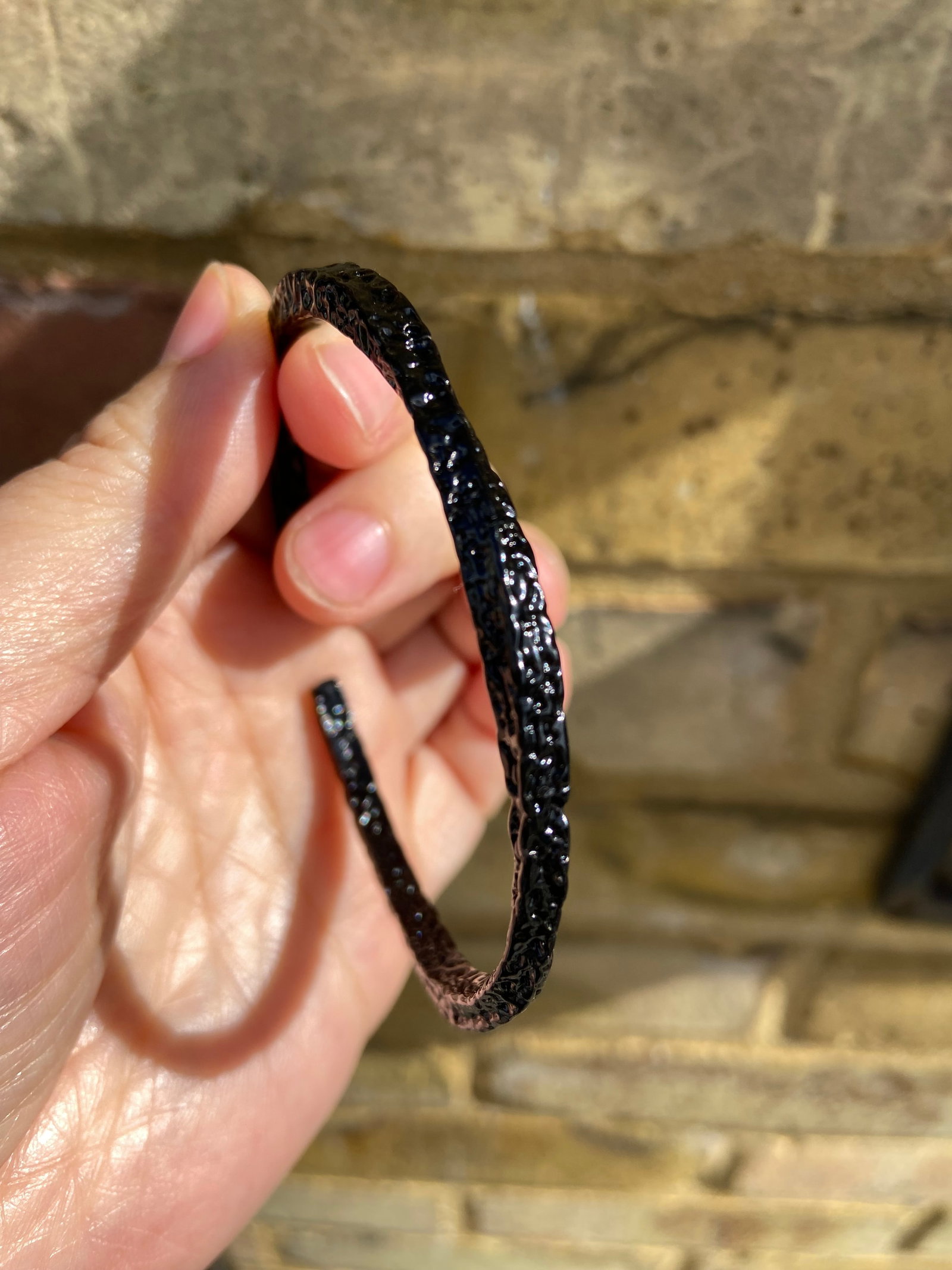 Forged Midnight Bangle - Textured Titanium Steel Adjustable - 7