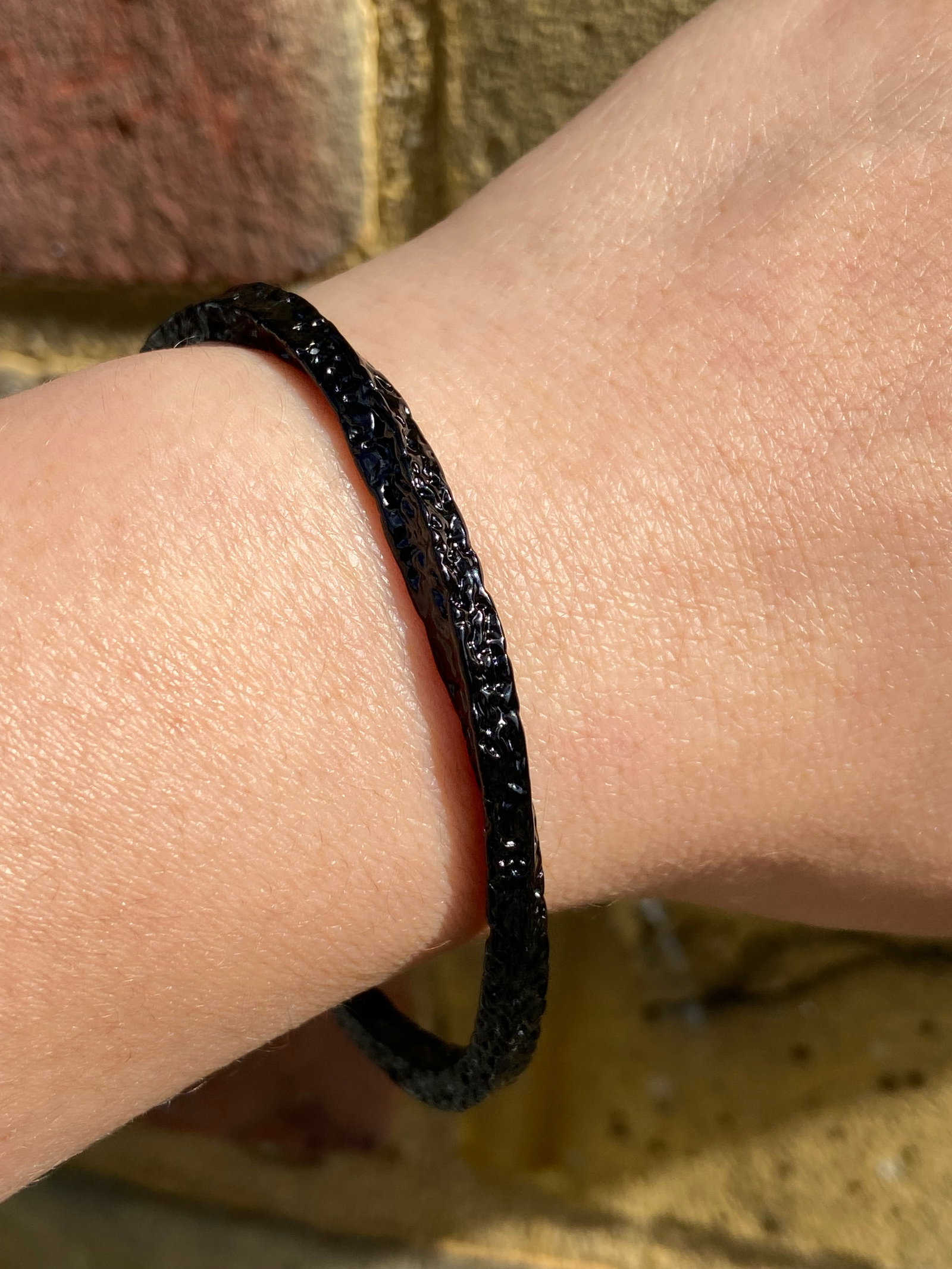 Forged Midnight Bangle - Textured Titanium Steel Adjustable - 8