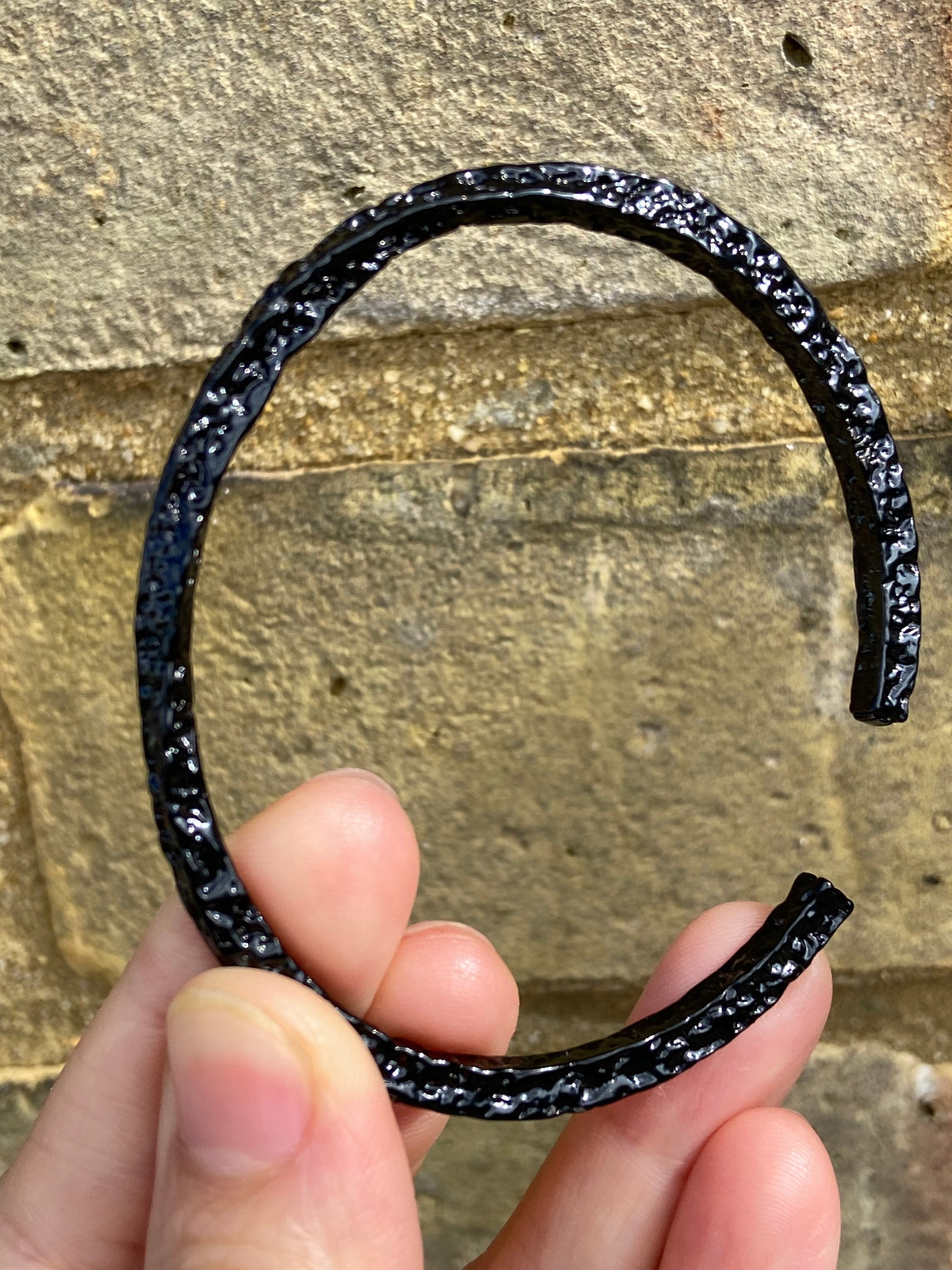 Forged Midnight Bangle - Textured Titanium Steel Adjustable - 9
