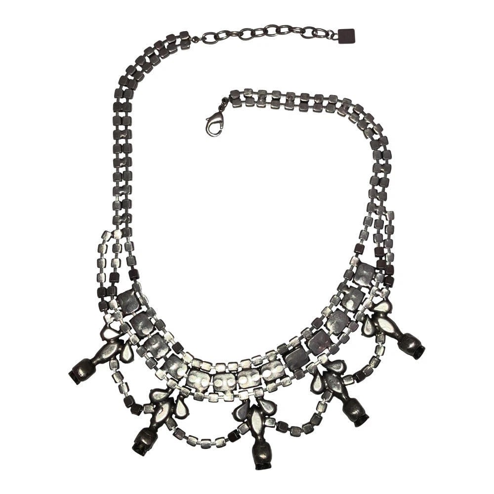 Dannijo Swaroski Blue and Black Rhinestone Skull Necklace - 5
