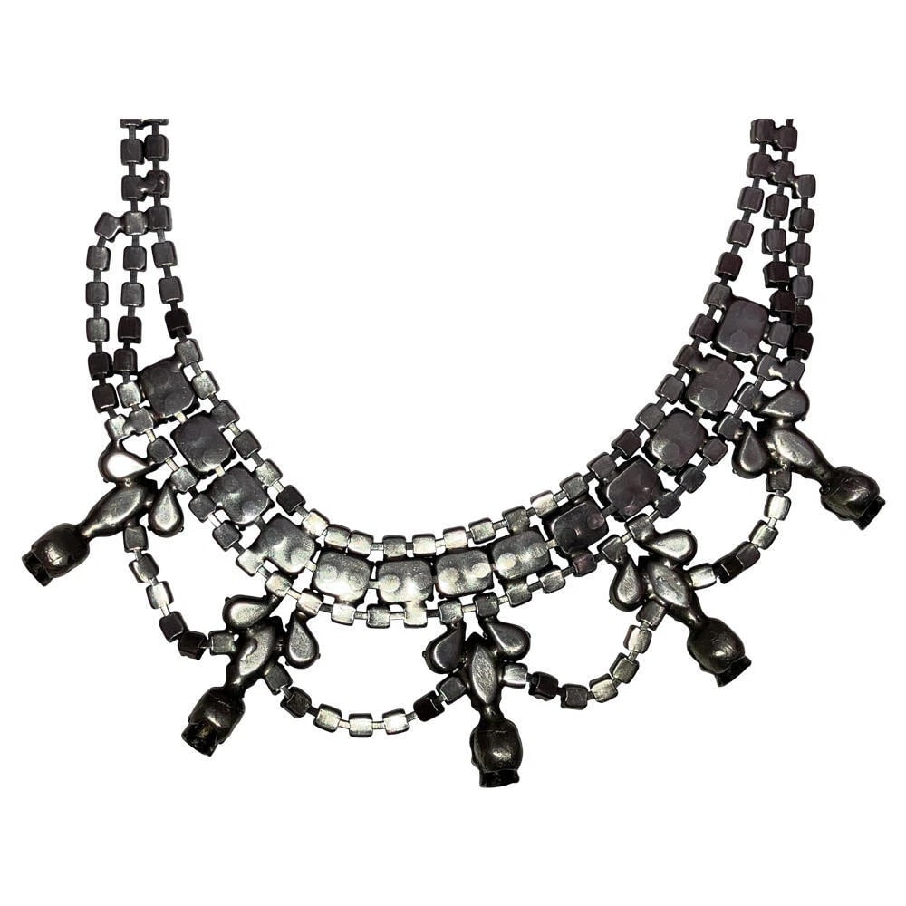 Dannijo Swaroski Blue and Black Rhinestone Skull Necklace - 6
