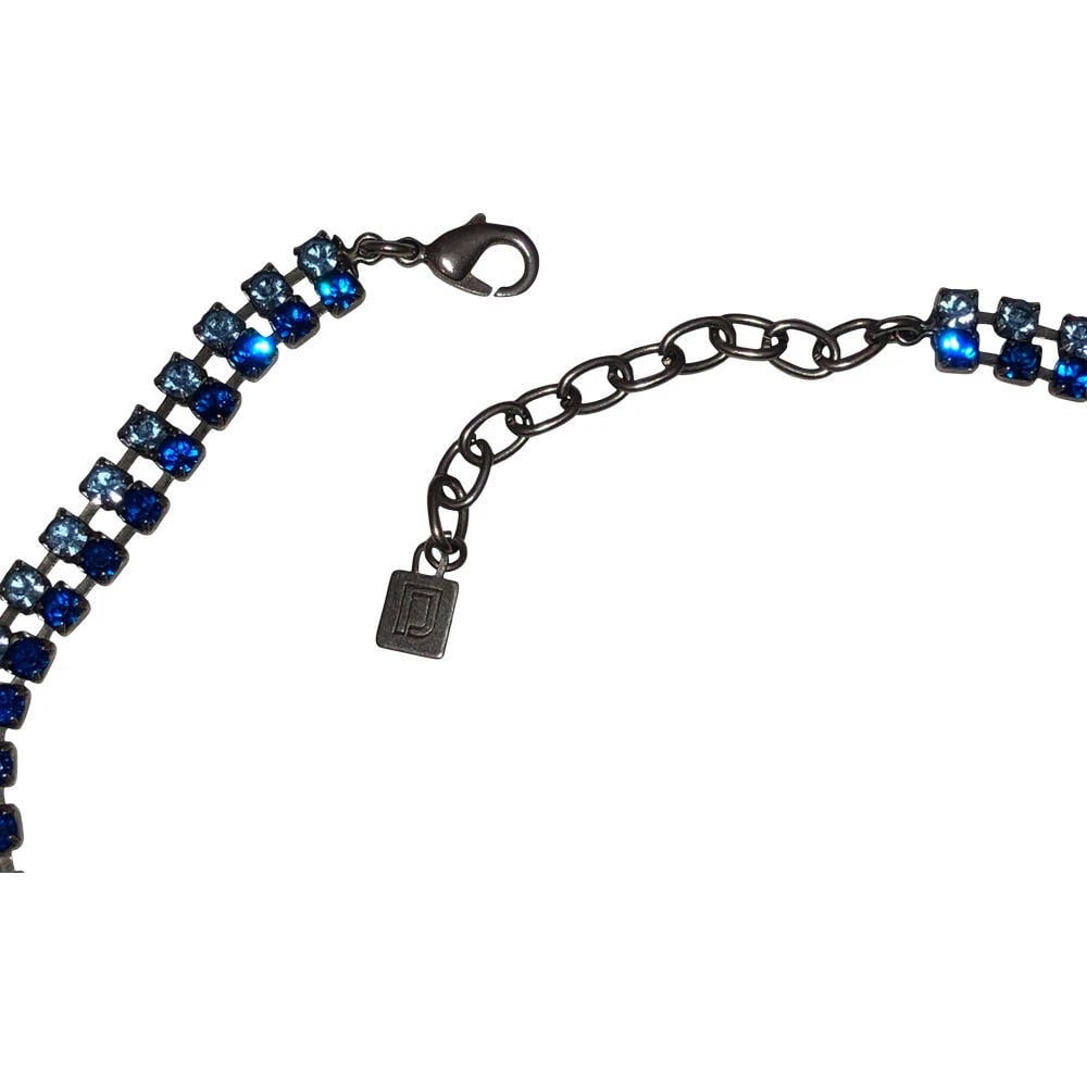 Dannijo Swaroski Blue and Black Rhinestone Skull Necklace - 7