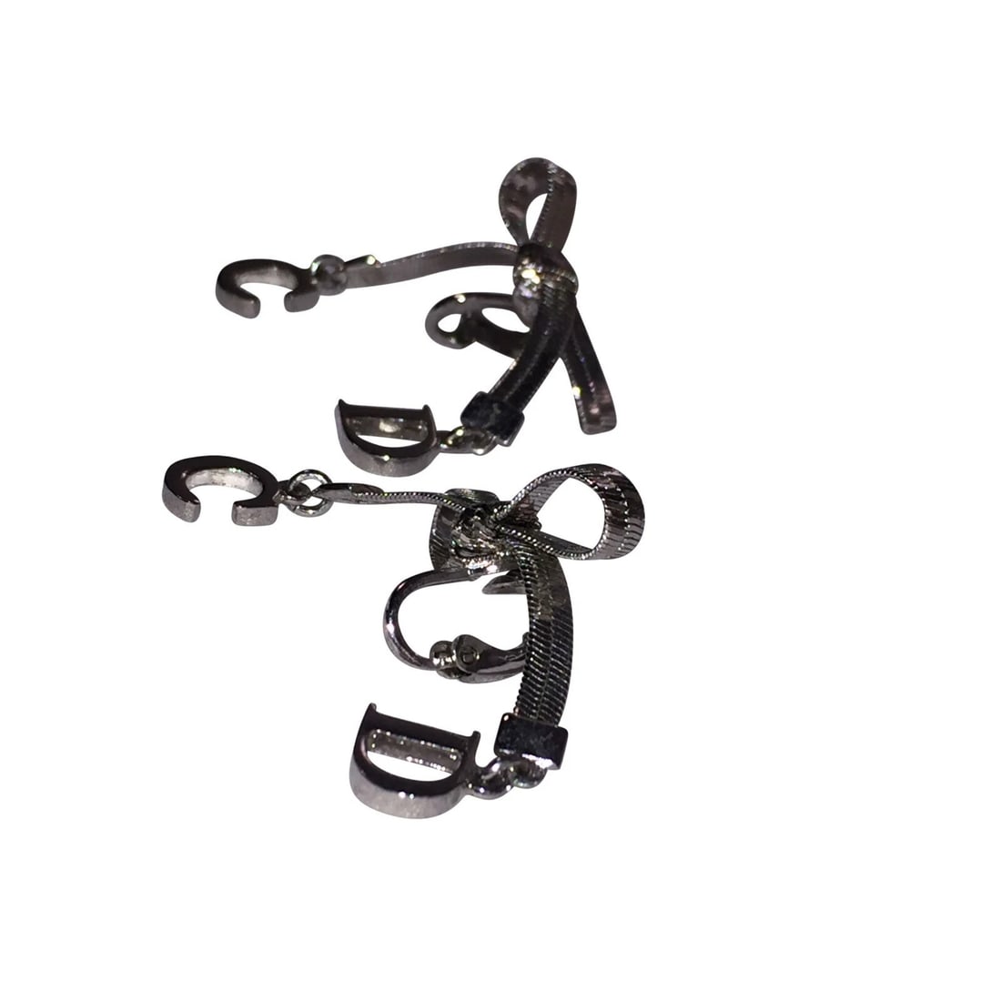 Christian Dior CD Bow with Dangle Monogram Earrings - 4