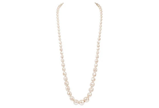 YSL Long Baroque White Pearl Bead Necklace (1 of 7)