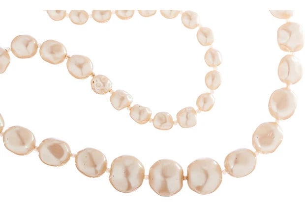 YSL Long Baroque White Pearl Bead Necklace - 4