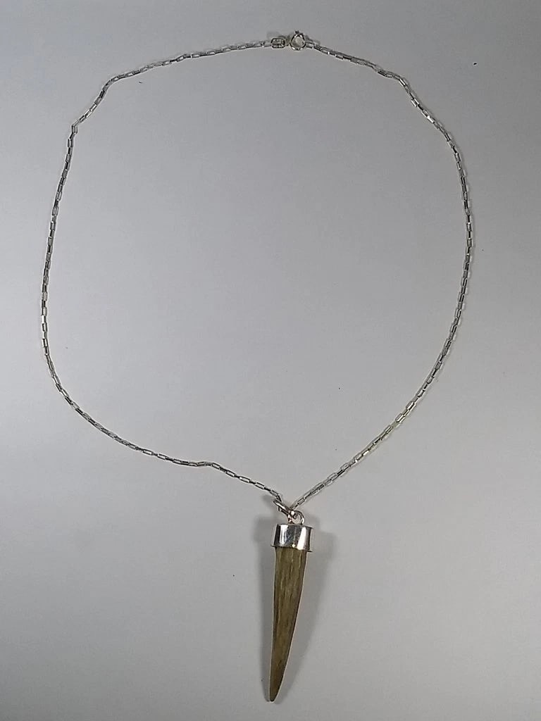 Alberto Juan Mexican Handmade Sterling Silver Wild Deer Antler Horn Necklace - 5
