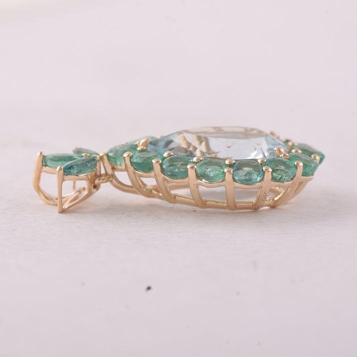 5.10 Ct Pear Aquamarine 9K Gold Pendant - 3