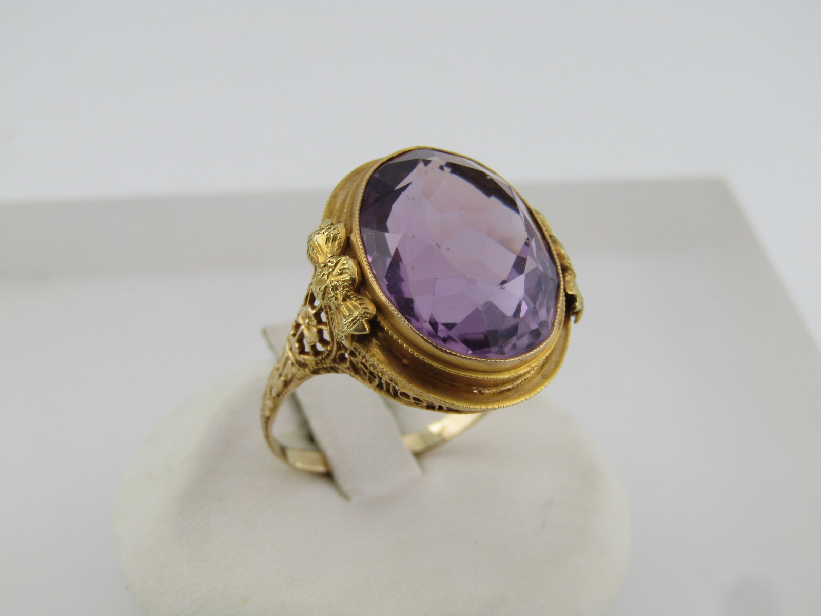 Antique Edwardian 14kt Amethyst Ring, Sz. 10, 11.45 TCW (1 of 7)