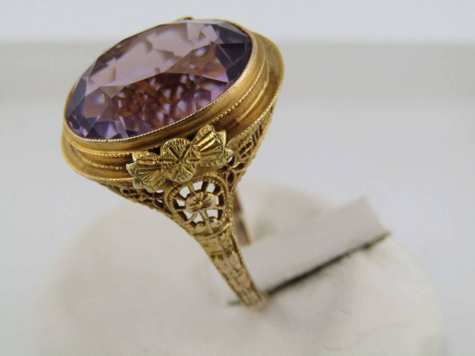 Antique Edwardian 14kt Amethyst Ring, Sz. 10, 11.45 TCW - 3