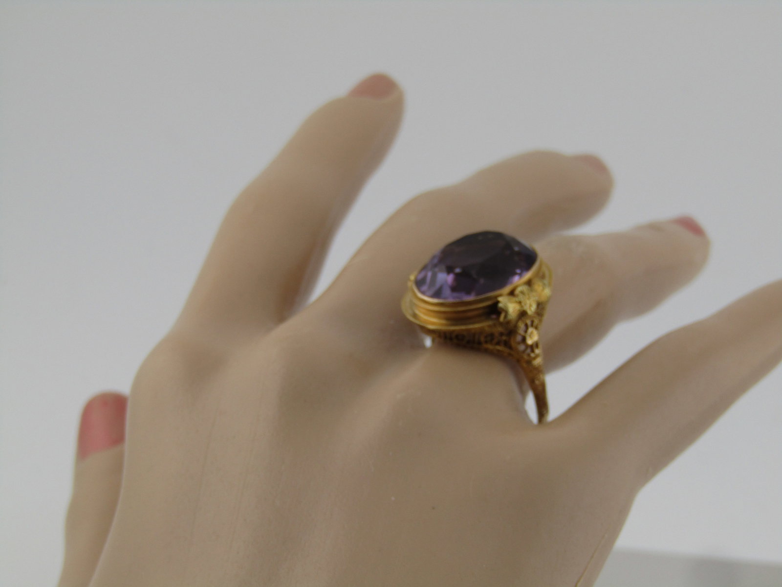 Antique Edwardian 14kt Amethyst Ring, Sz. 10, 11.45 TCW - 7