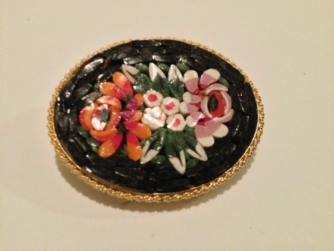Italian Mosaic Brooch with Vibrant Floral Motif - 3