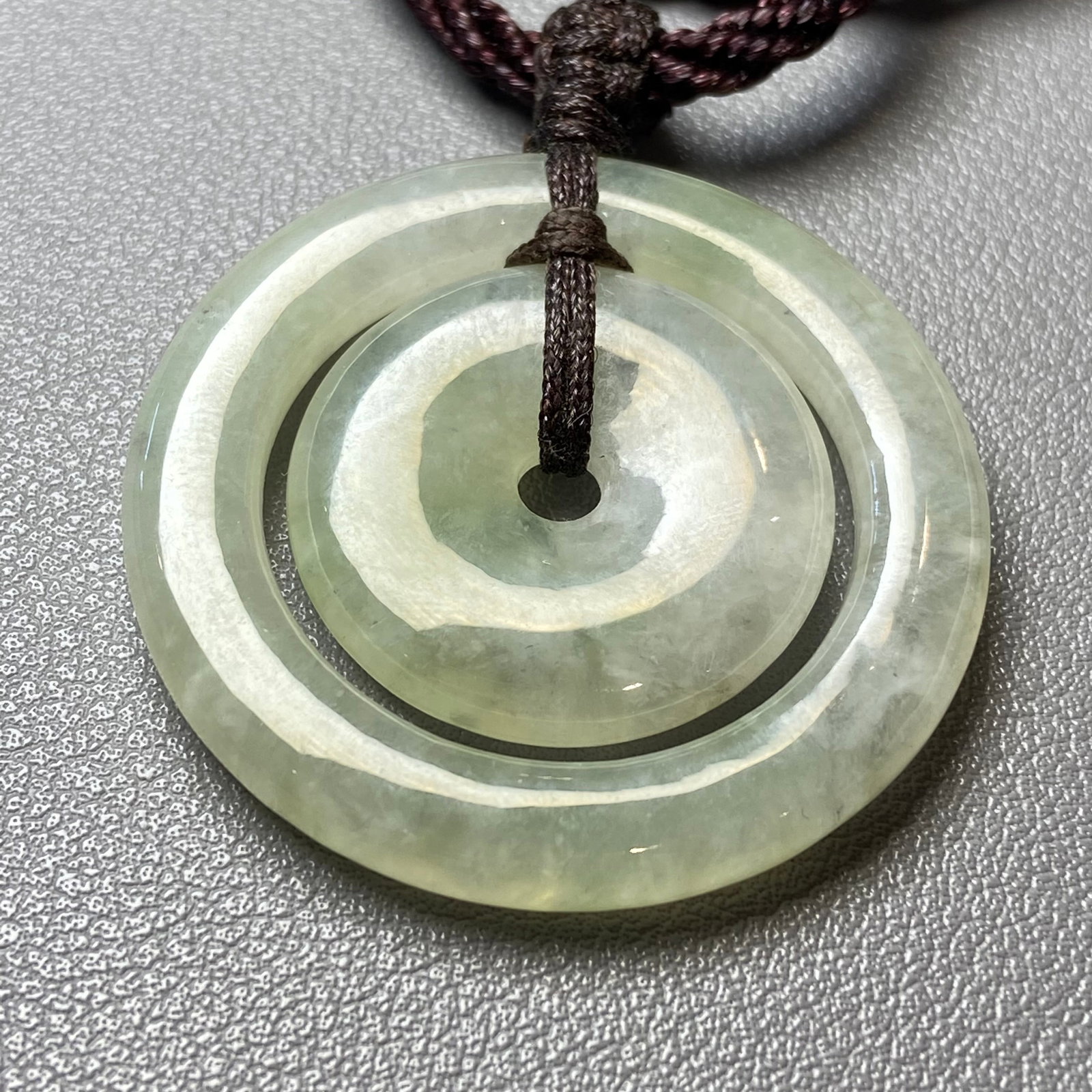 Natural Burmese light green ice jadeite jade concentric circle peace buckles - 4