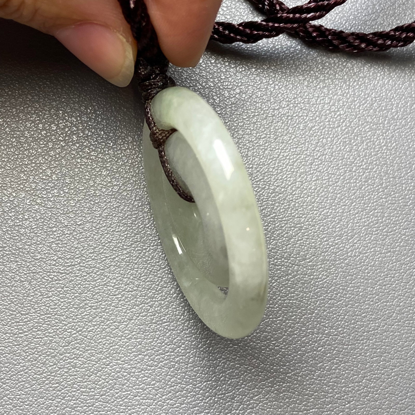 Natural Burmese light green ice jadeite jade concentric circle peace buckles - 5