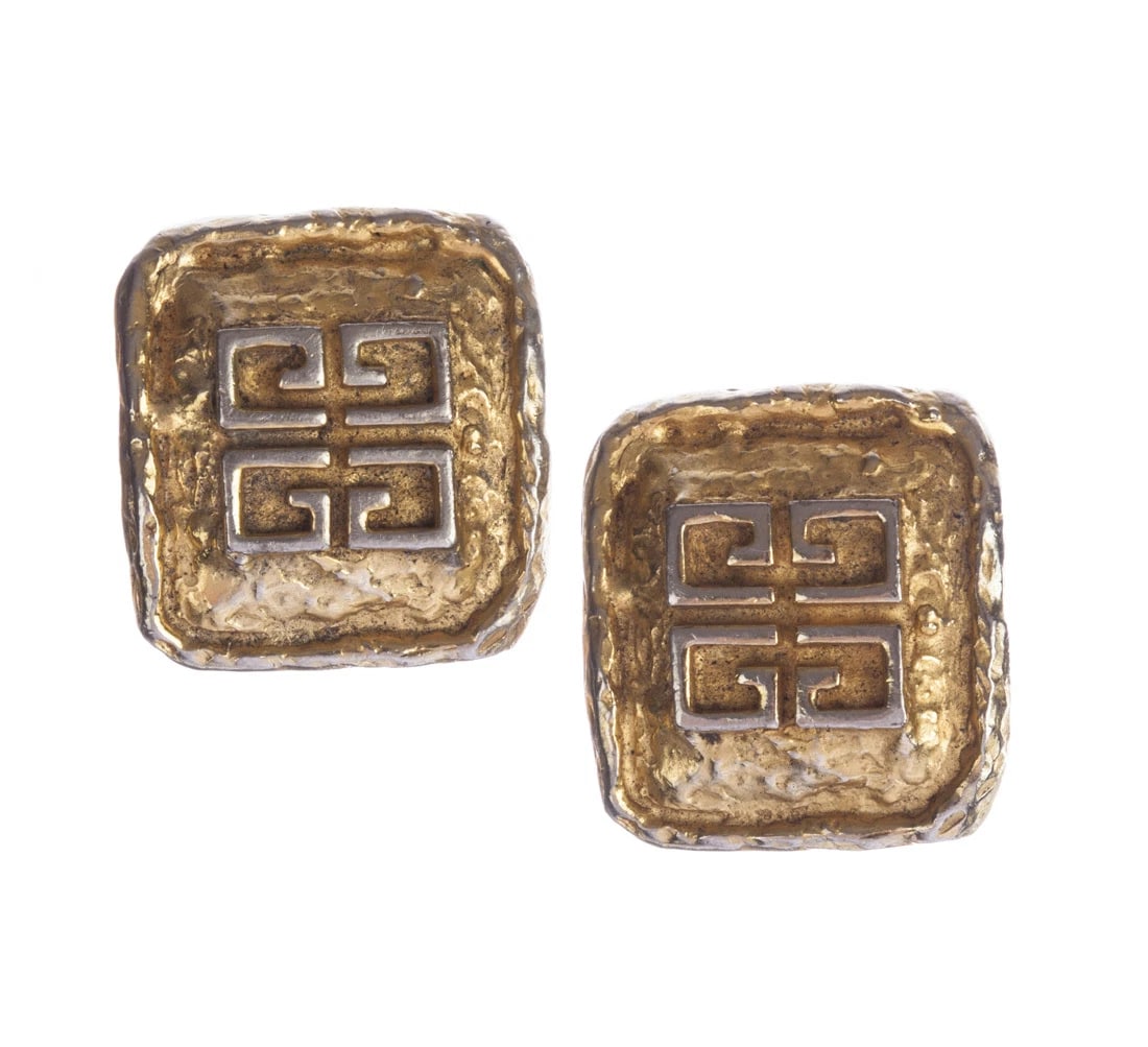 Givenchy Monogram Rectangular Nugget Earrings (1 of 6)