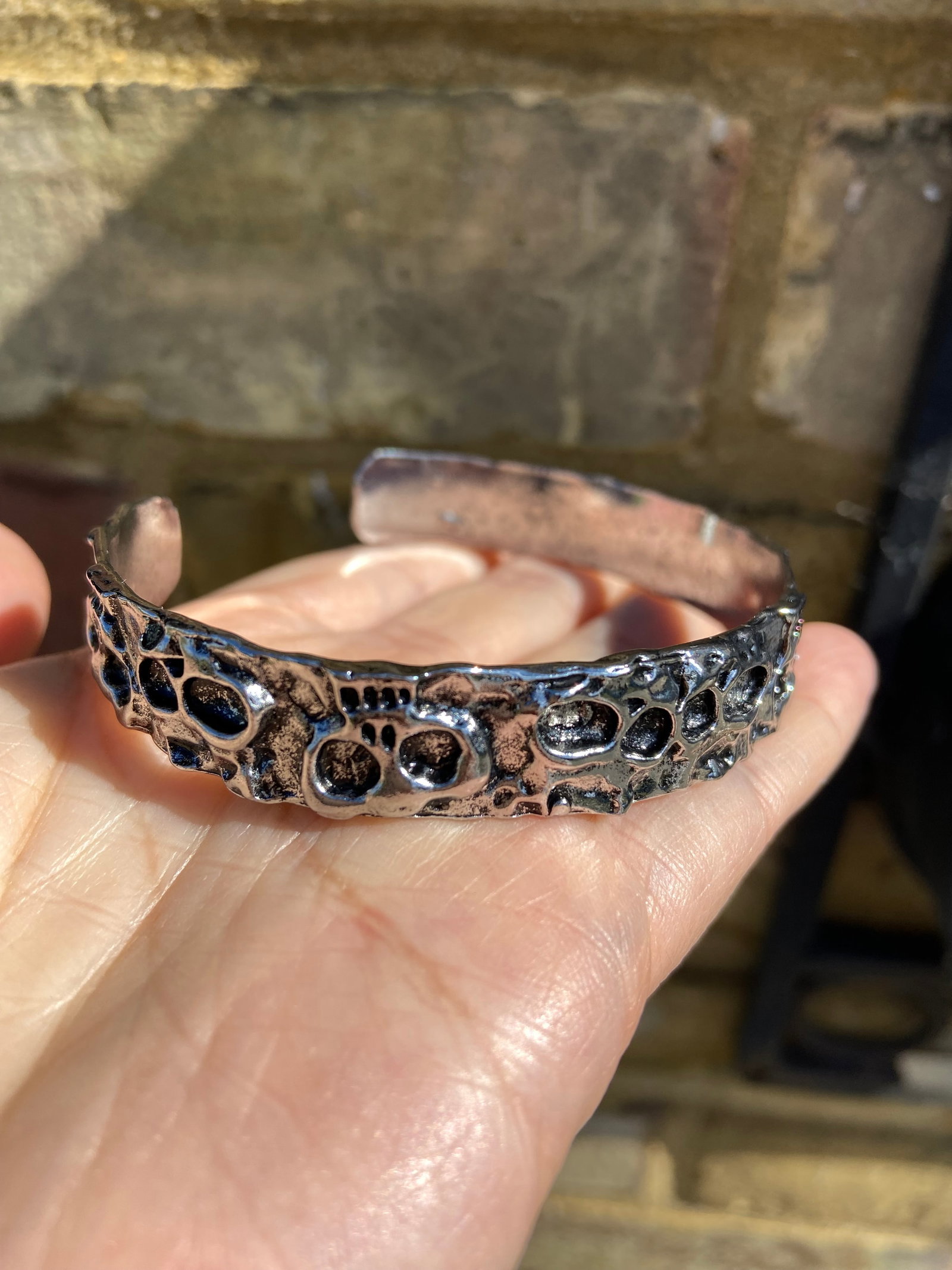 Wide Oni Skull Bangle - Titanium Steel - 3