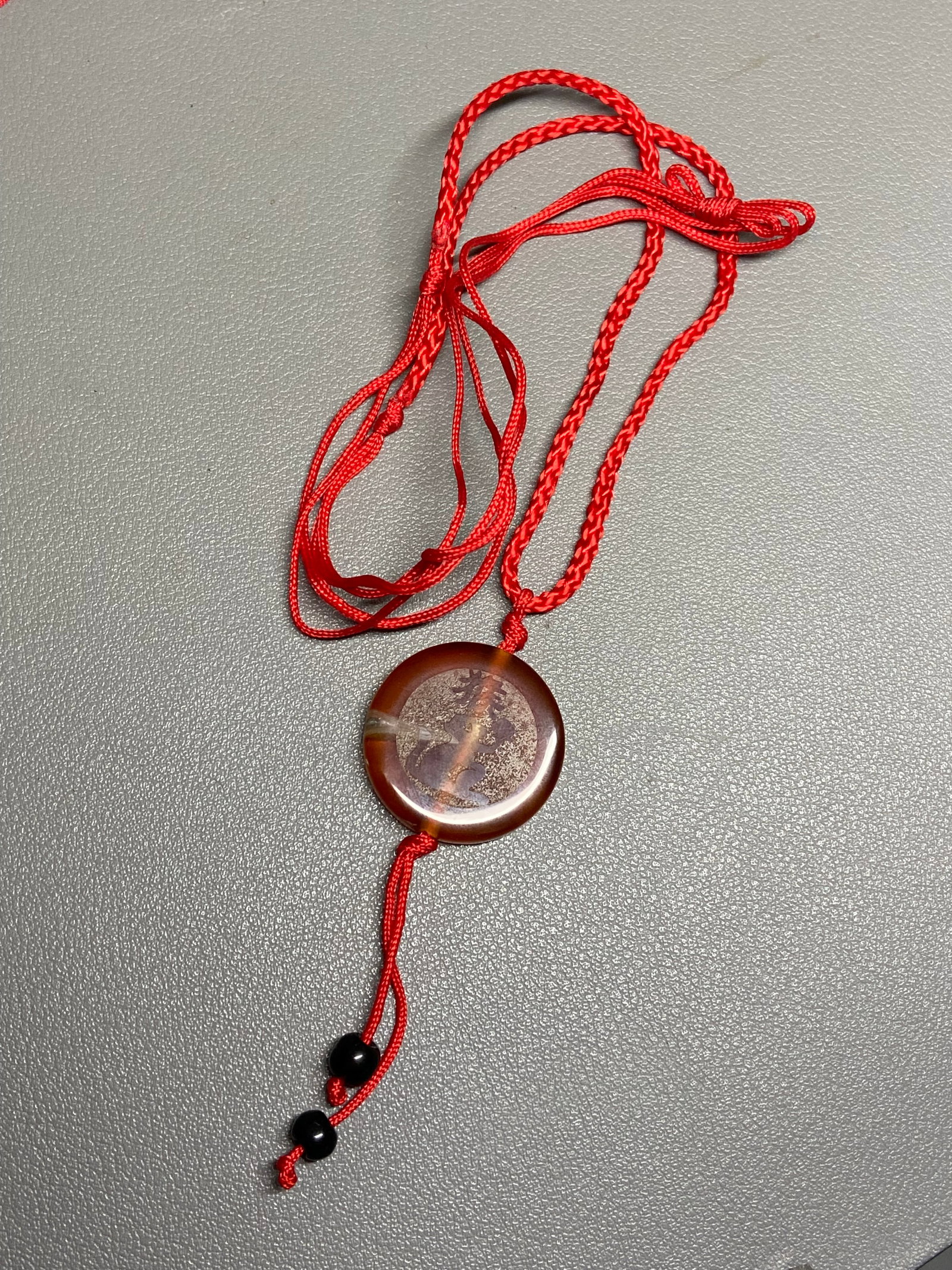 Vintage Red Agate Zodiac Monkey Pendant Necklace (1 of 7)