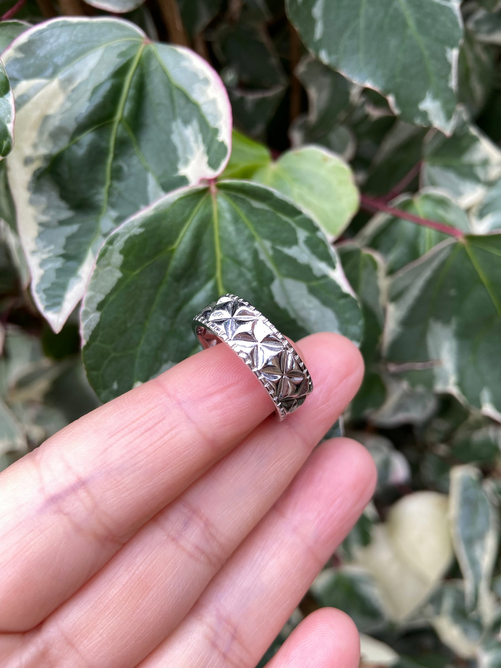 Vintage ribbed plaid ring - 6