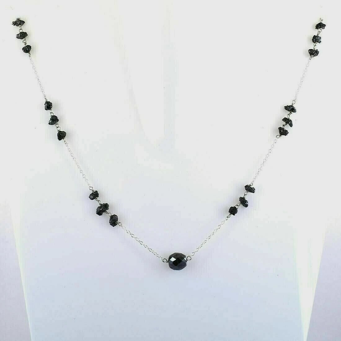 Hand Made Sterling Silver Chain Necklace with Black Diamond Beads (1 of 5)