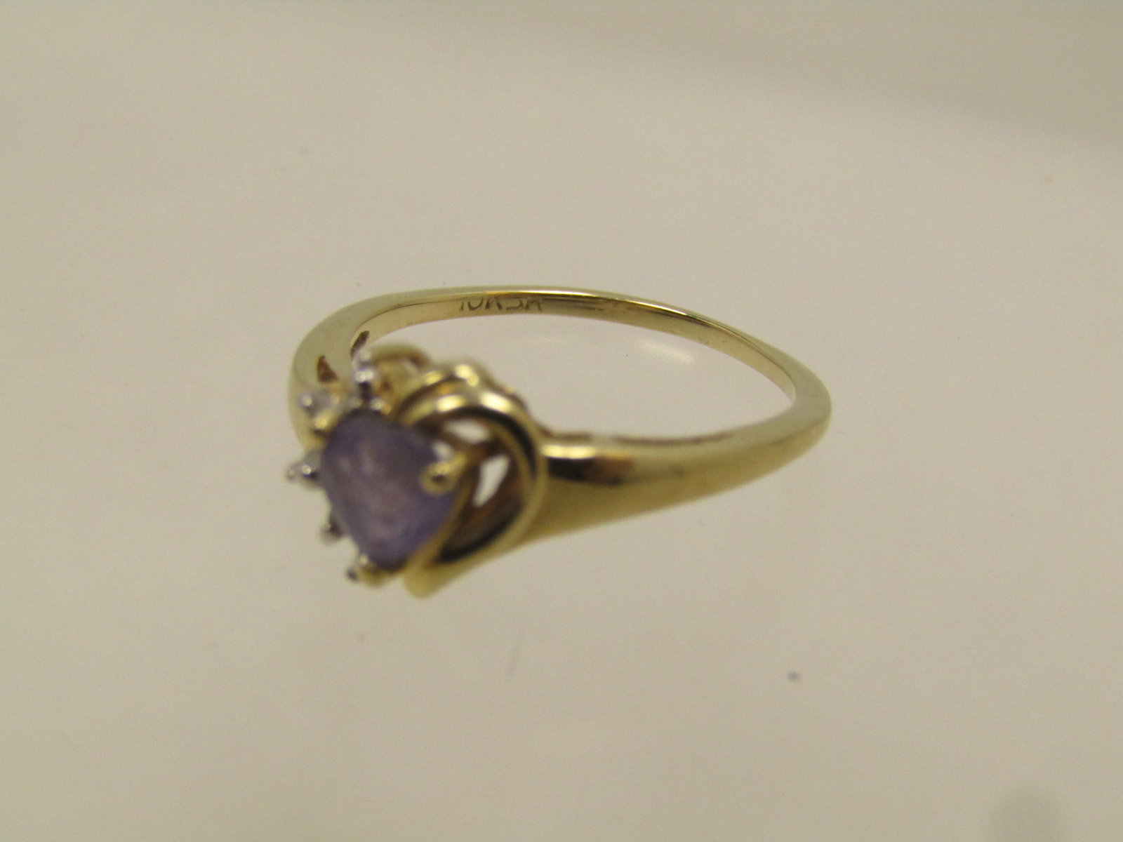 Vintage 10kt Tanzanite Heart & Diamond Ring, Sz. 6, 1980's, Signed - 6