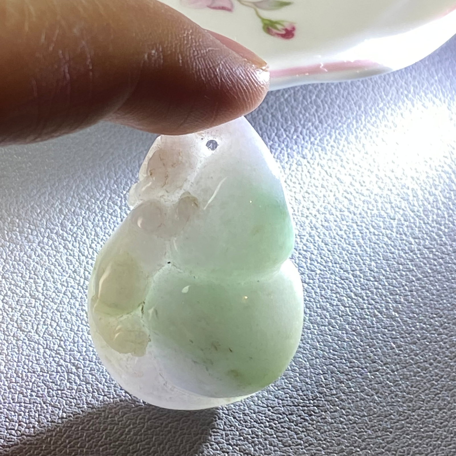 Antique Chinese Natural Jadeite Jade Carved Gourd and Mythical Creature - 11