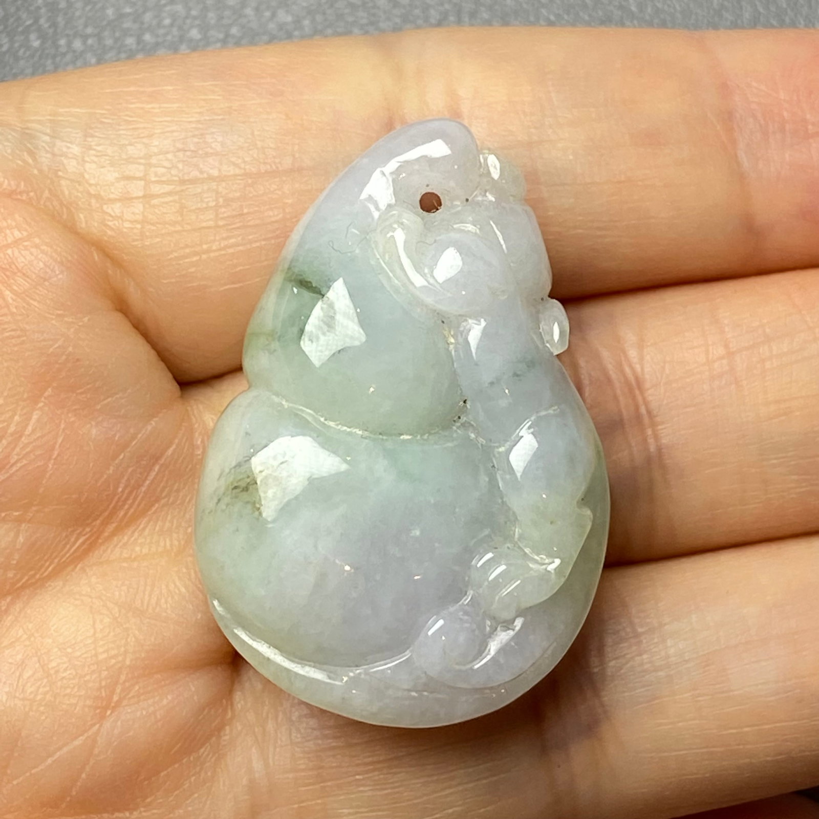 Antique Chinese Natural Jadeite Jade Carved Gourd and Mythical Creature - 13