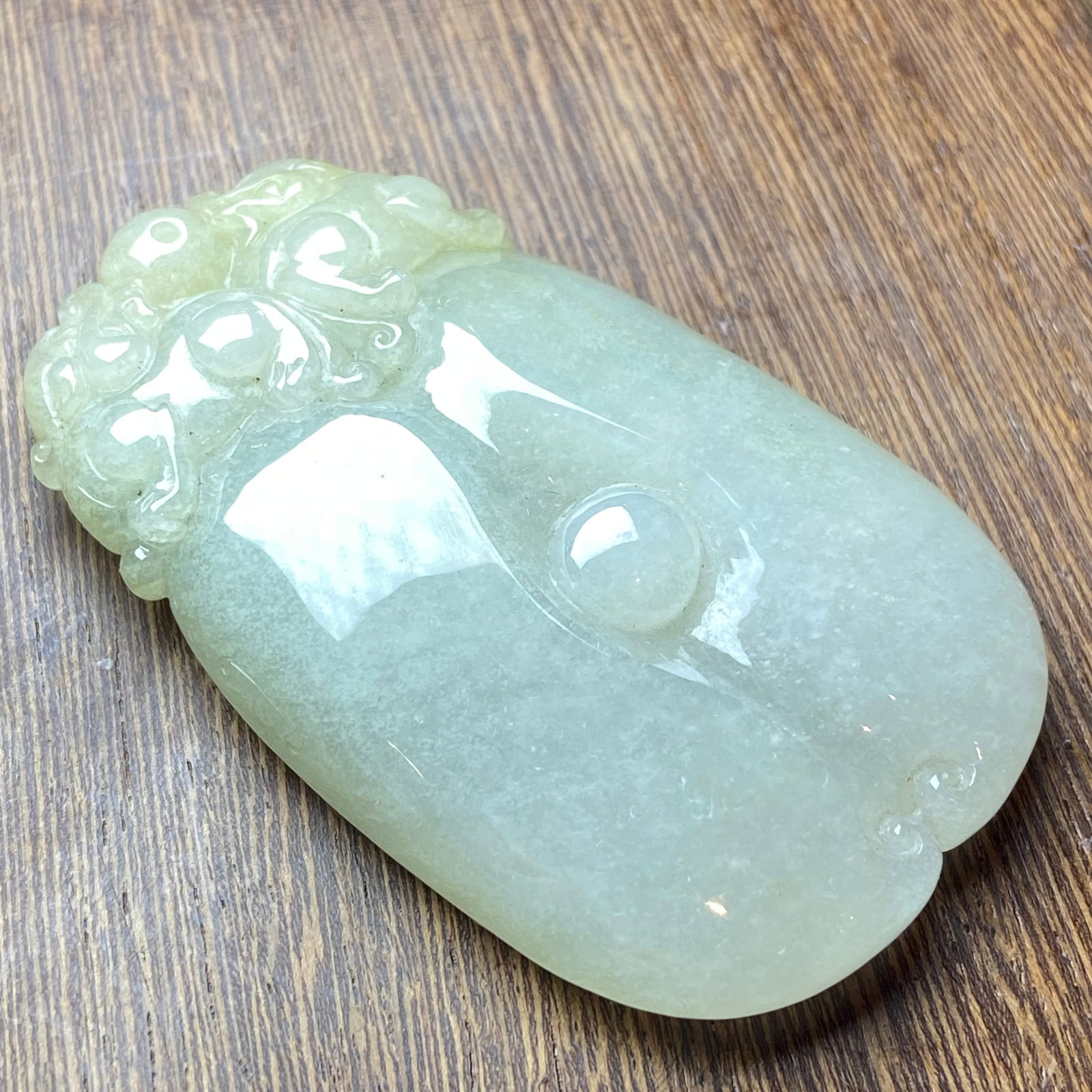 Antique Chinese Natual Yellow White Icy Jadeite Jade carved Double Foo Dogs Ruyi Statue - 13