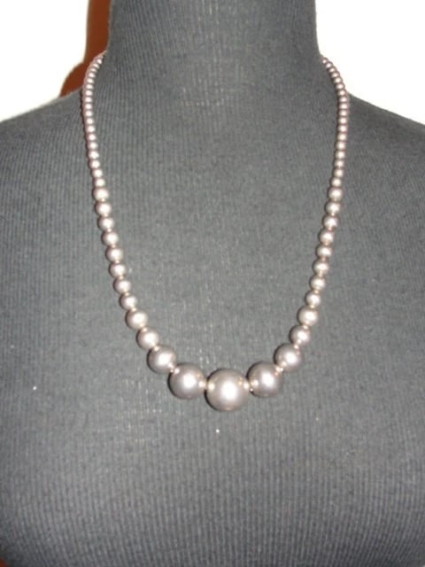 Sterling Silver Round Graduated Bead Necklace - 2