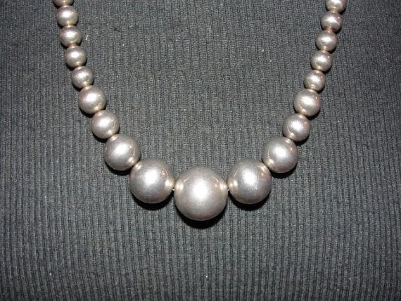 Sterling Silver Round Graduated Bead Necklace - 3