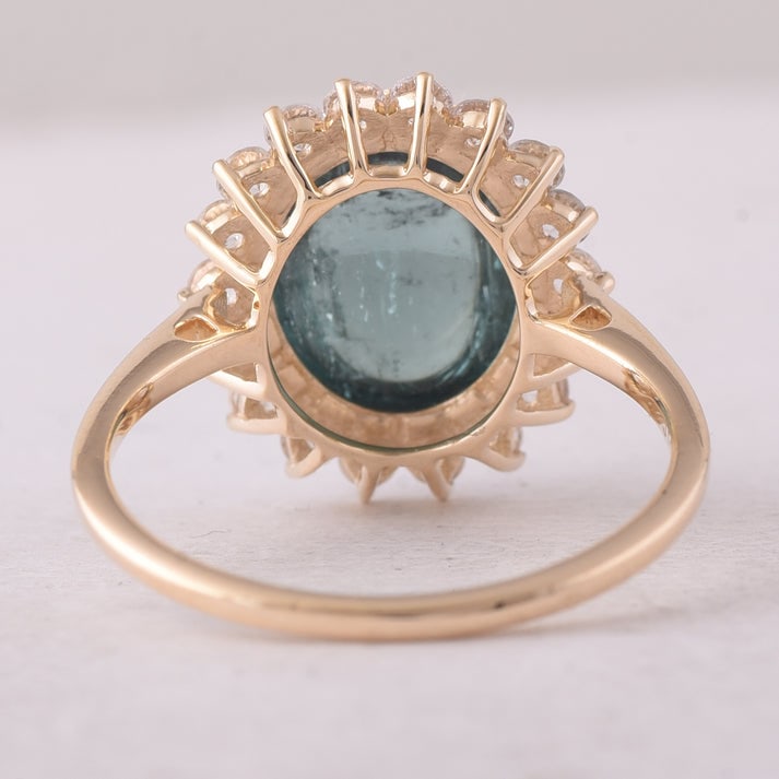 5.32 Ct Oval Tourmaline 9K Gold Ring - 3