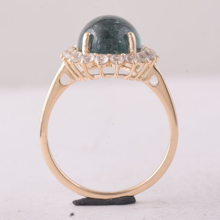 5.32 Ct Oval Tourmaline 9K Gold Ring - 4