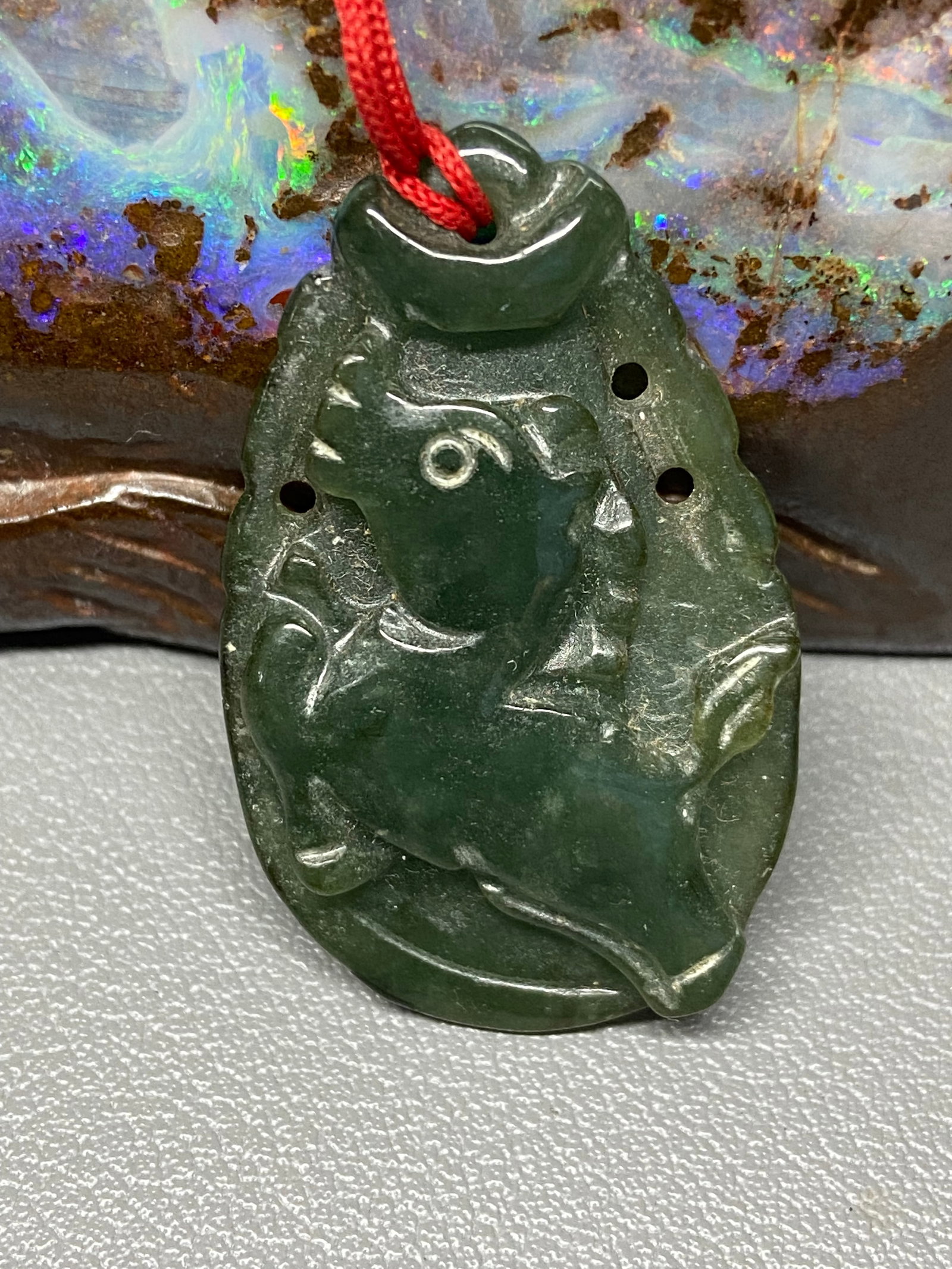 Vintage Jadeite Jade Zodiac Horse Pendant (1 of 7)