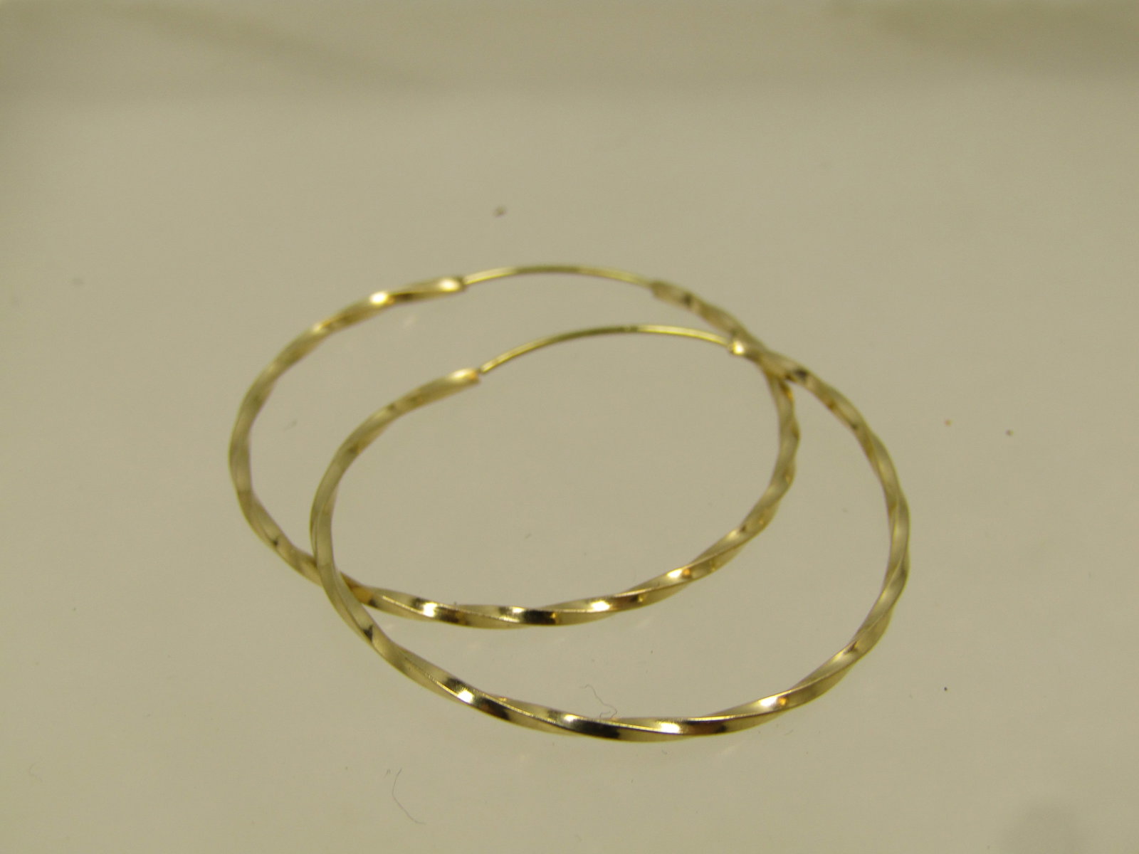 Vintage 14kt Twisted Hoop Earrings, 1-1/8", 1970's-1980's - 4