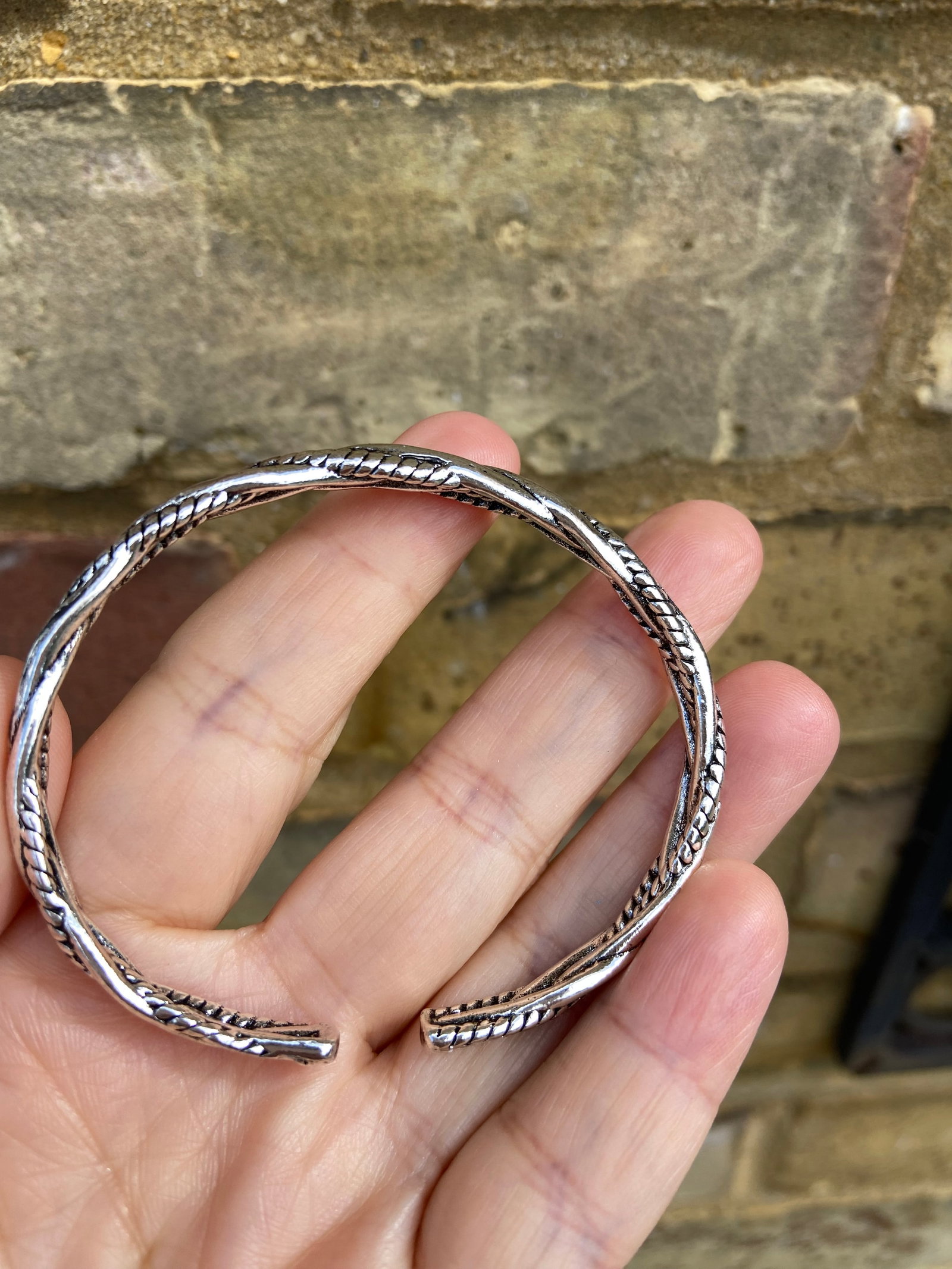 Interwoven Paths Bangle - Braided Titanium Steel - 4
