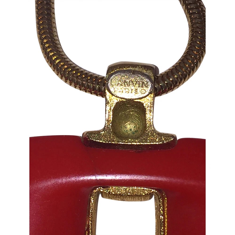 Lanvin Large Square Red and Gold Pendant Necklace - 6