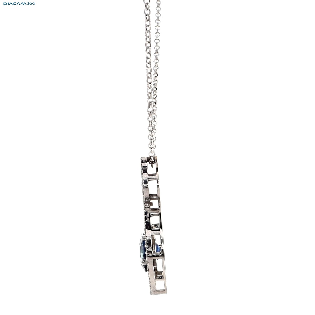 4.45cttw Natural Sapphire & Natural Diamond Necklace 14K White Gold 6.02 gr - 5