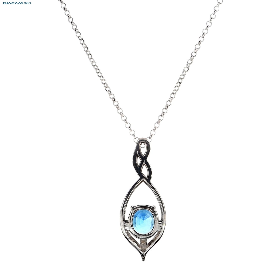 4.45cttw Natural Sapphire & Natural Diamond Necklace 14K White Gold 6.02 gr - 6