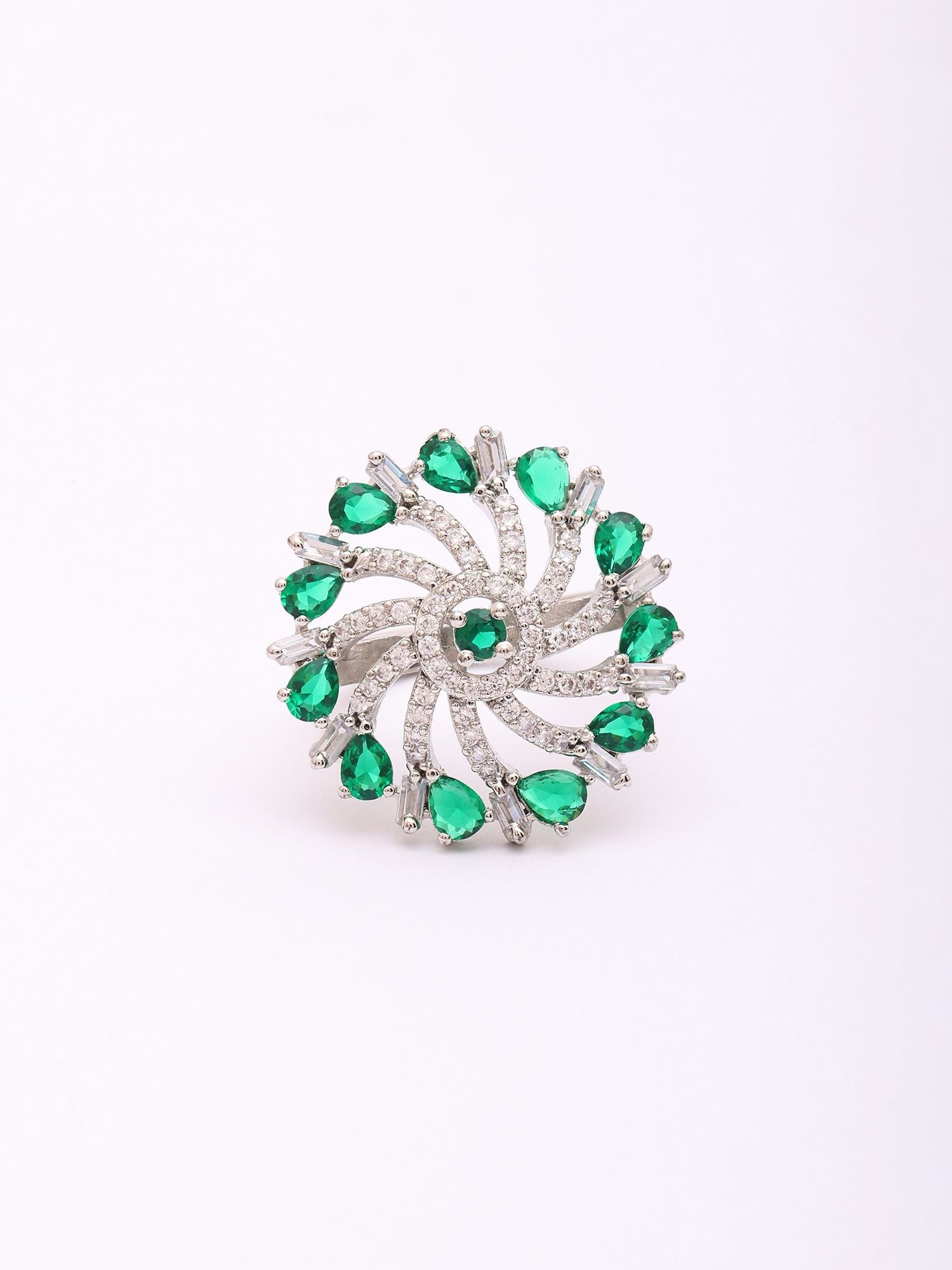 Sterling Silver Floral Radiance Ring with Zircon Accents - 2