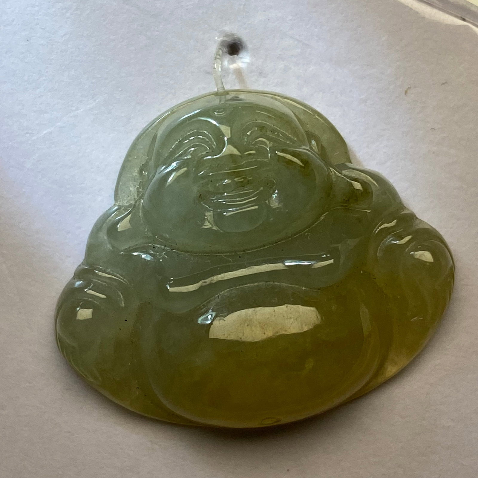 Natural Burmese honey-yellow ice jadeite pendant carving Buddha (1 of 5)