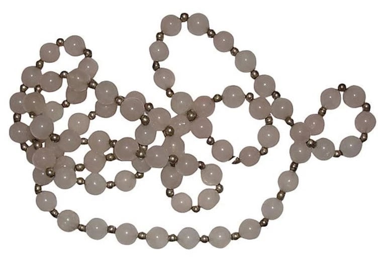 Rose Quartz Silver Plated Bead Necklace - 2