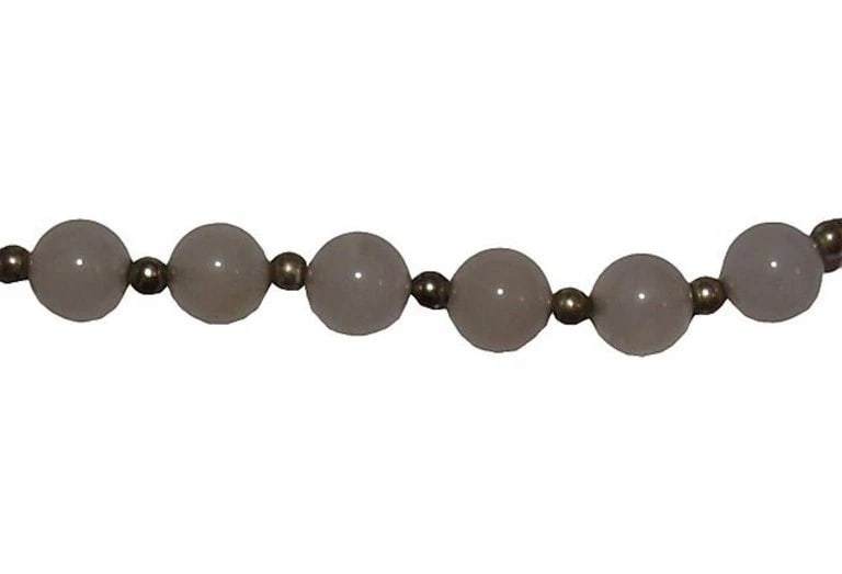 Rose Quartz Silver Plated Bead Necklace - 6