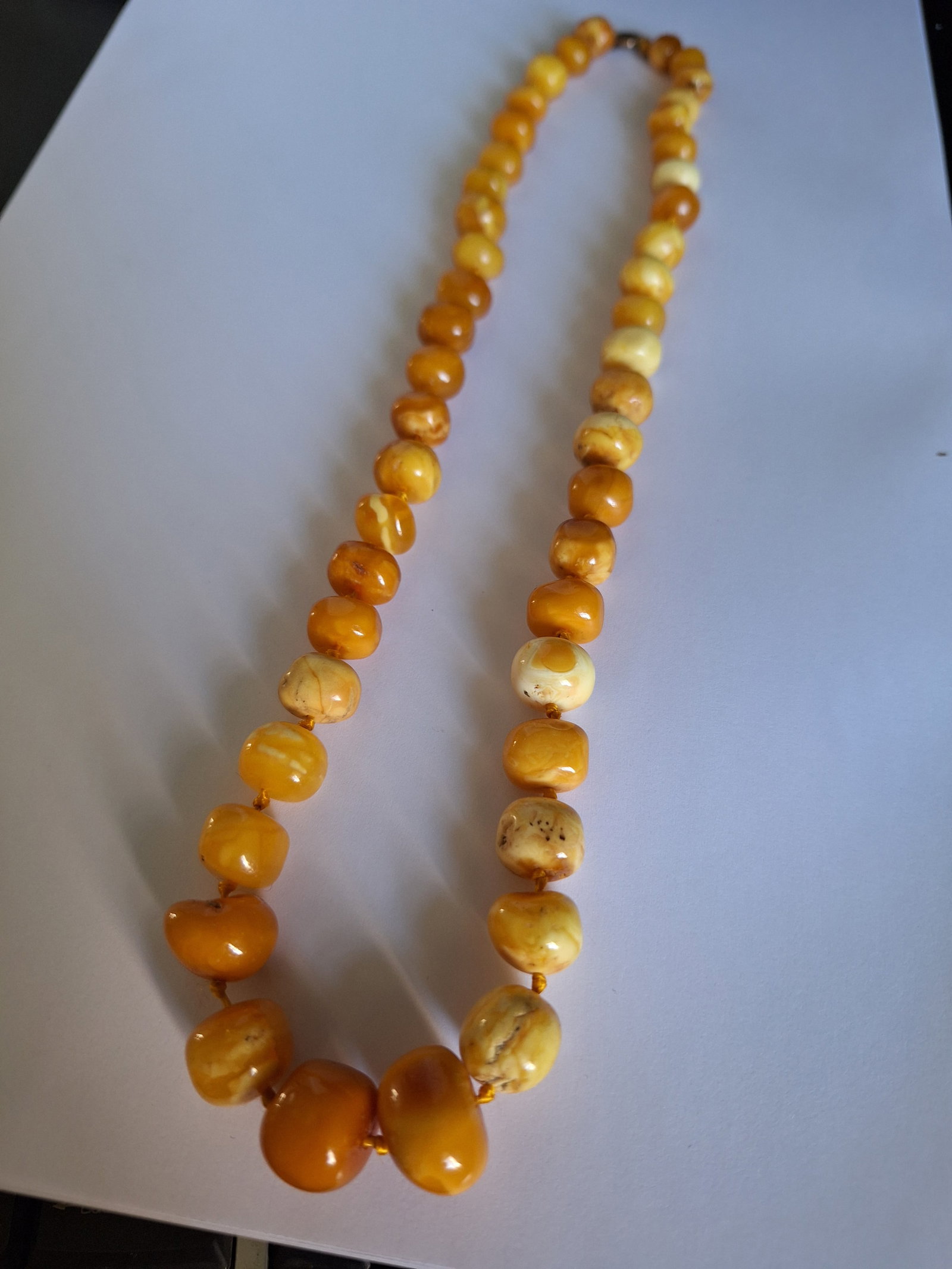 Antique Art Deco Vintage Yellow Amber Necklace - 2