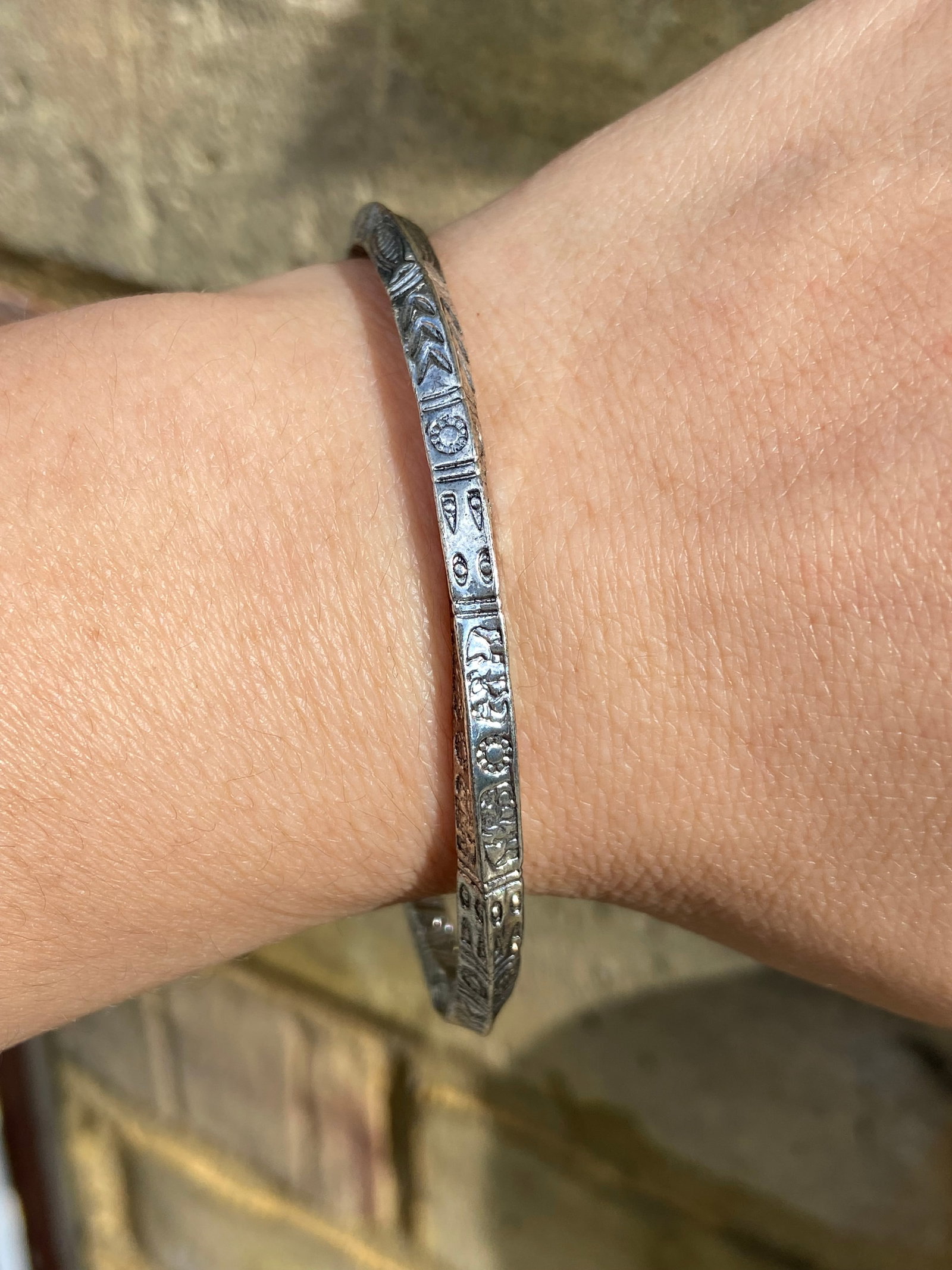 Eternal Totem Engraved Bangle - Titanium Steel - 7