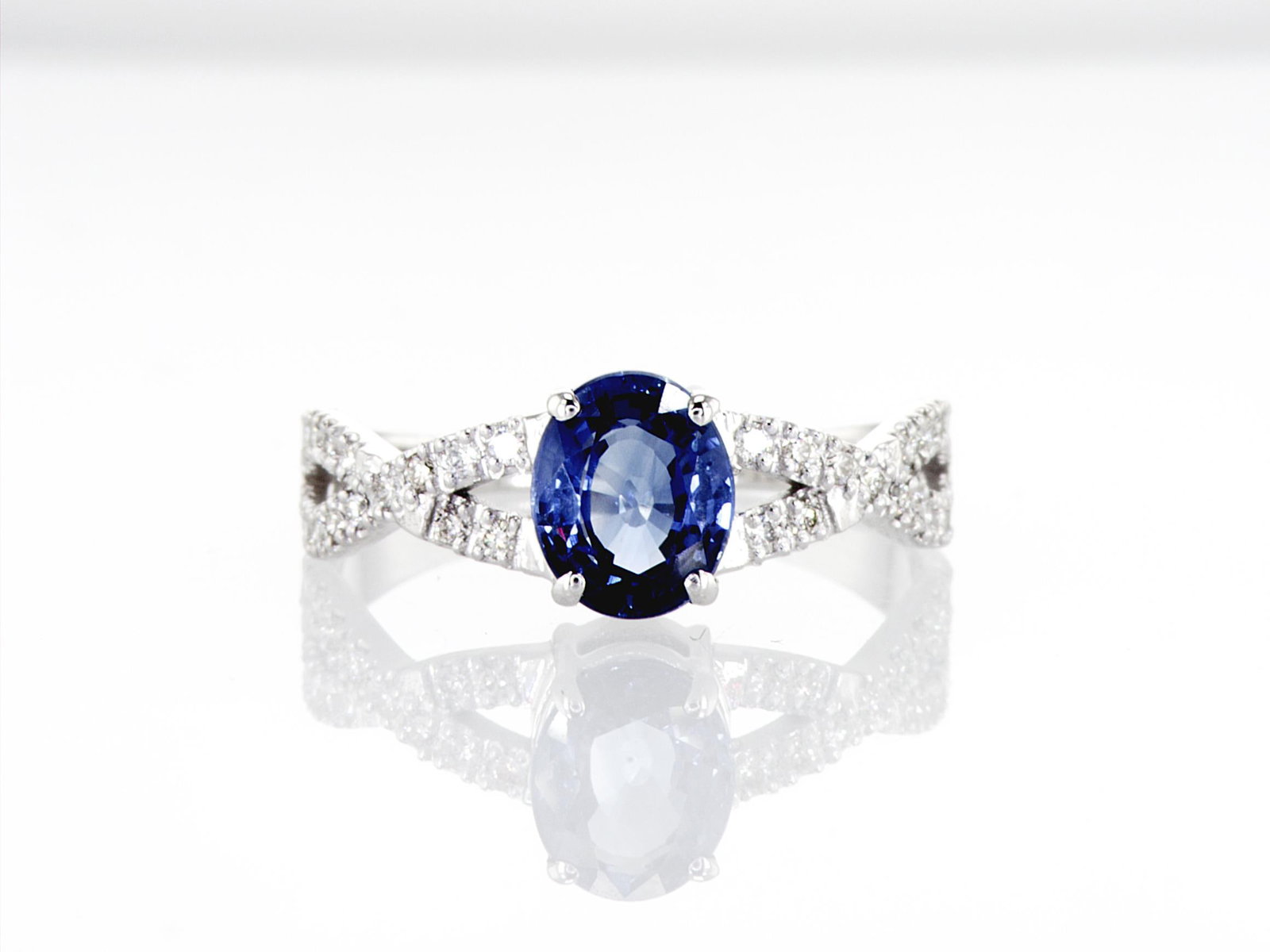 1.66cttw Natural Sapphire & Natural Diamond Ring 14K White Gold 1.8 gr (1 of 9)