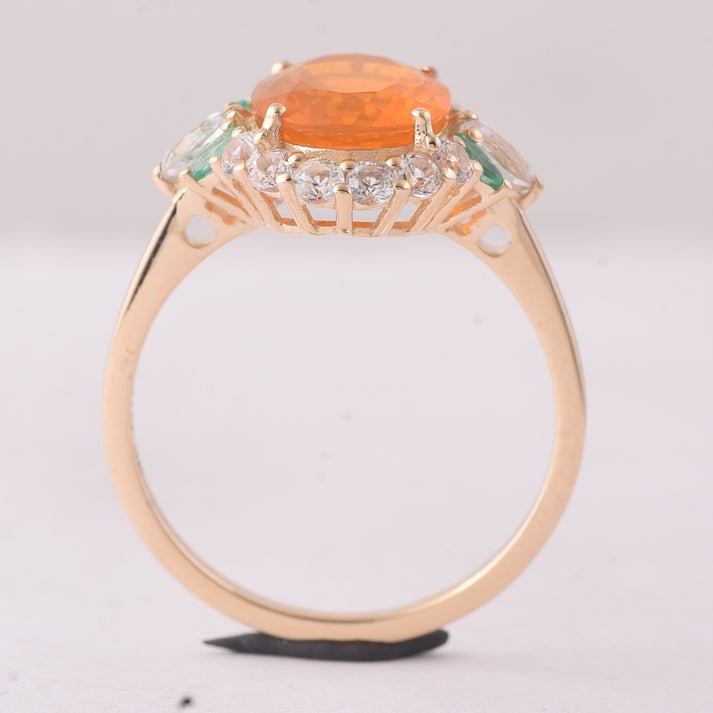 2.50 Ct Oval Fire Opal 9K Gold Ring - 4
