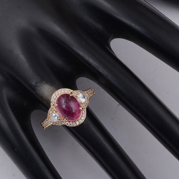 3.21 Ct Oval Tourmaline 9K Gold Ring - 2