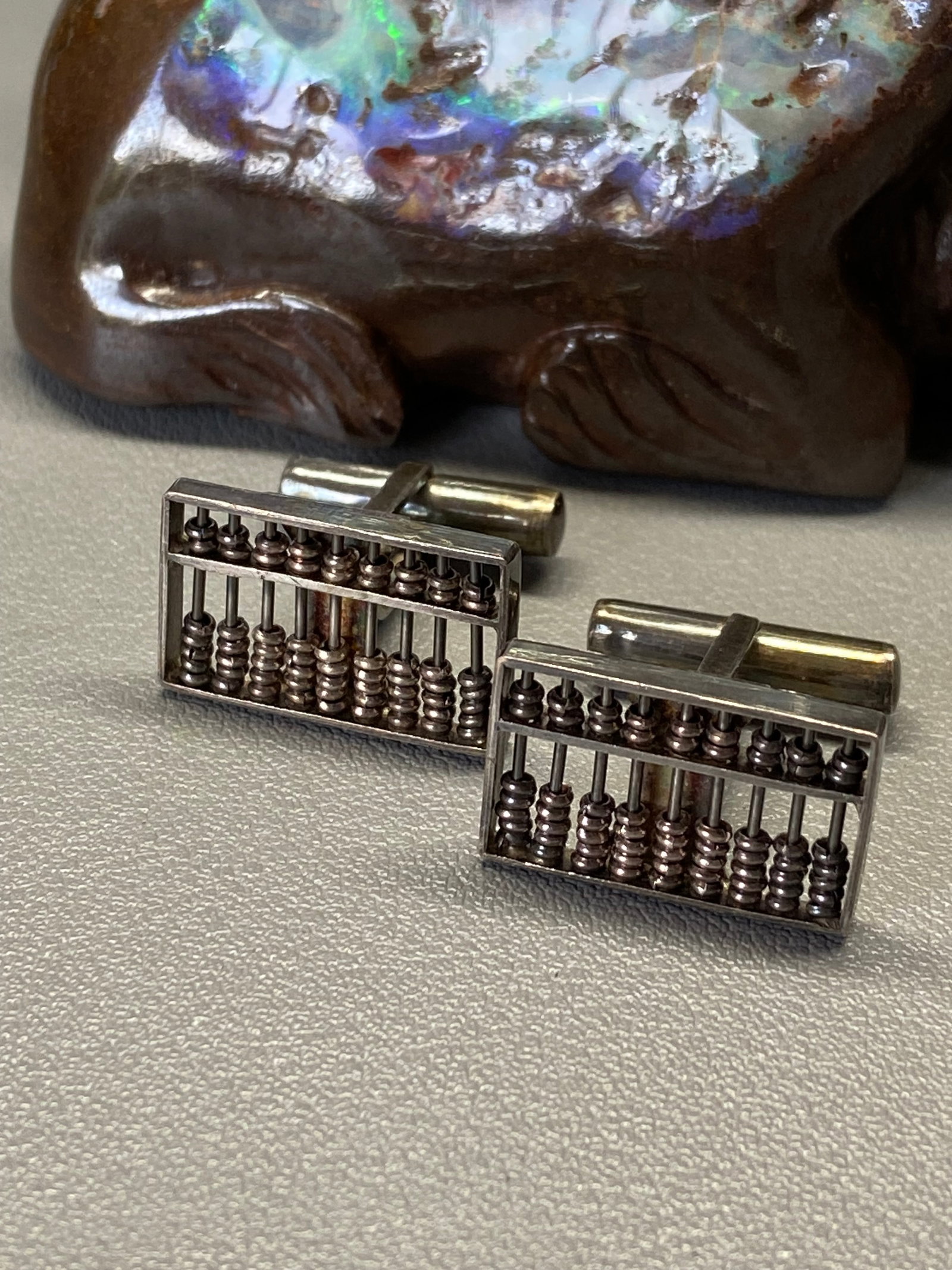 A Pair of Chinese Export Sterling Silver Abacus Cufflinks, Republic Period (1 of 13)
