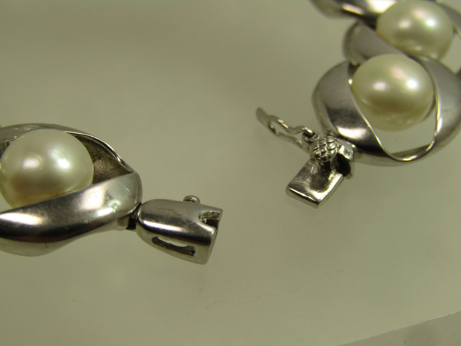 Vintage Sterling Cultured Pearl Bracelet, Signed KN, 7", 1980's-1990's - 5