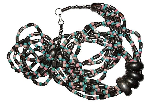 South East Asian Silver Tone Bead & Bone Necklace - 5
