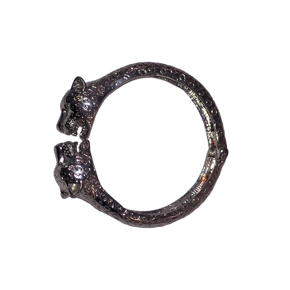 Silver Tone Cougar Animal Clamper Bracelet - 5