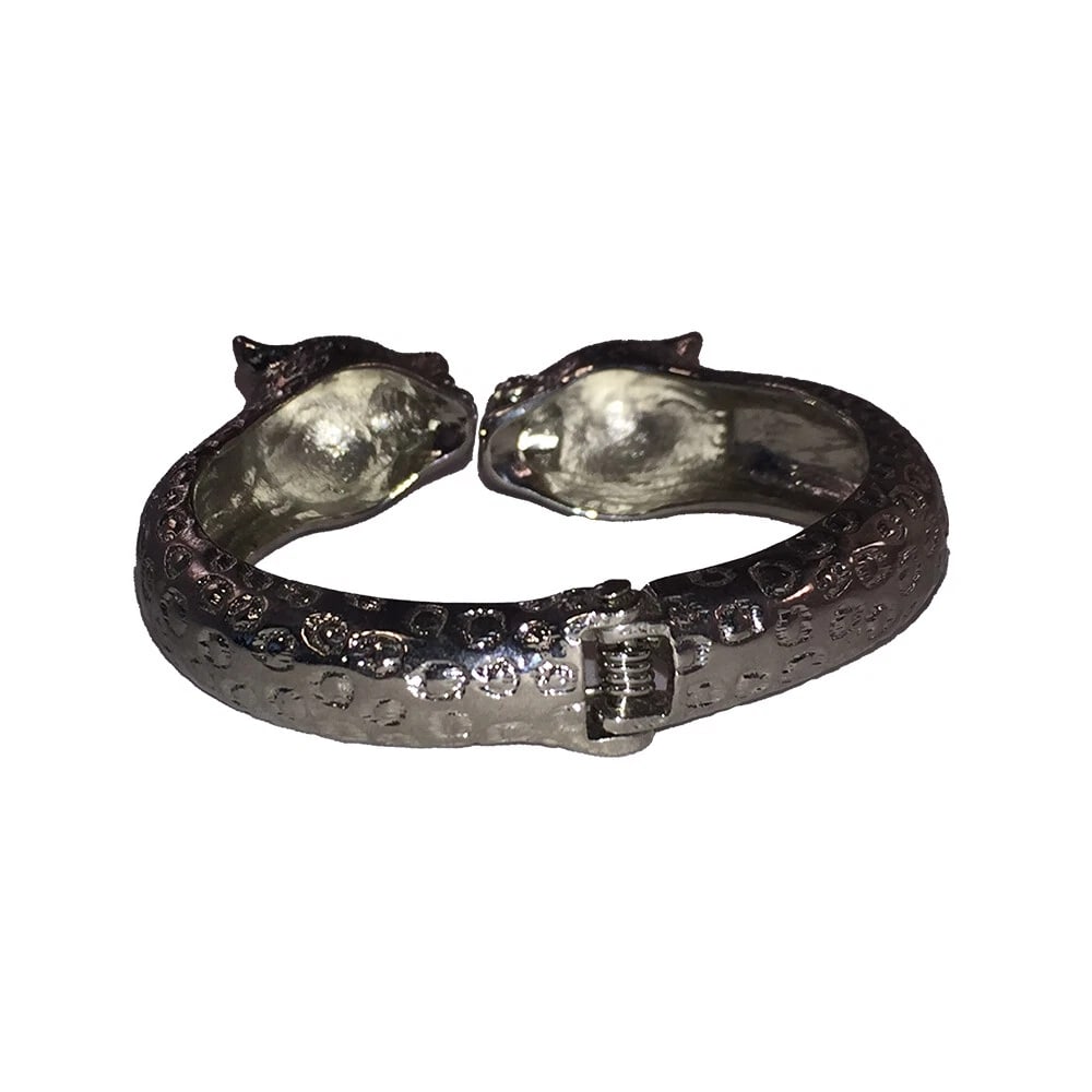 Silver Tone Cougar Animal Clamper Bracelet - 6
